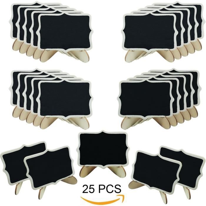Lot de 50 mini tableaux noirs rectangulaires en bois effaçable avec