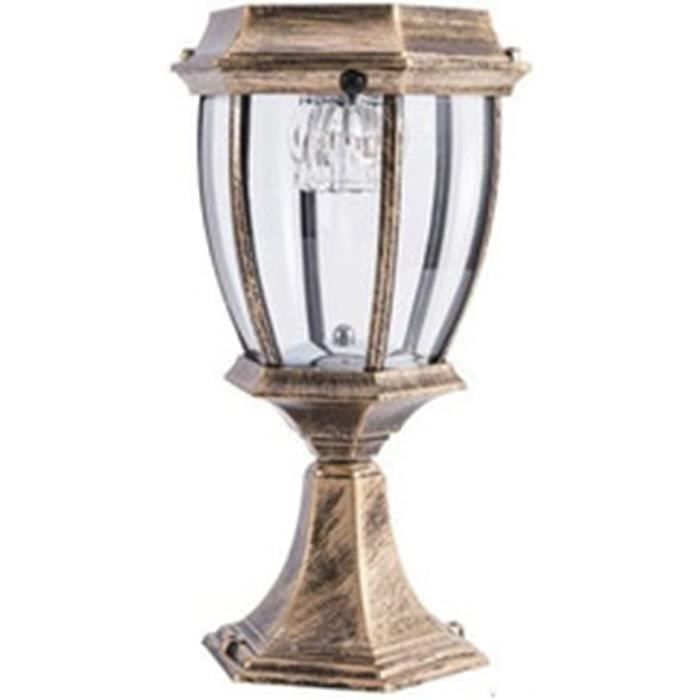 Lampadaire Solaire Extérieur Rétro en Aluminium Borne Lampe De Colonne