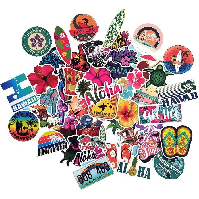 Surf Stickers Hawaii Aloha Sticker Vinyle Tropical pour Planche de Surf