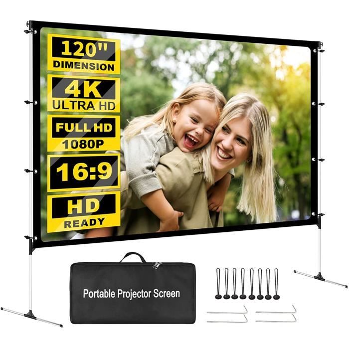 Écran De Projection Portable 120 Pouces 16:9 - Double Face, Anti-plis - Pliable Pour Camping, Home Cinéma, Réunions