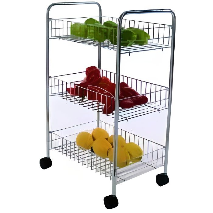 Desserte Cuisine 3 Niveaux Chrome Demonte - MSV - Gris - Métal Desserte Cuisine 3 Niveaux Chrome Demonte - MSV - Gris - Métal