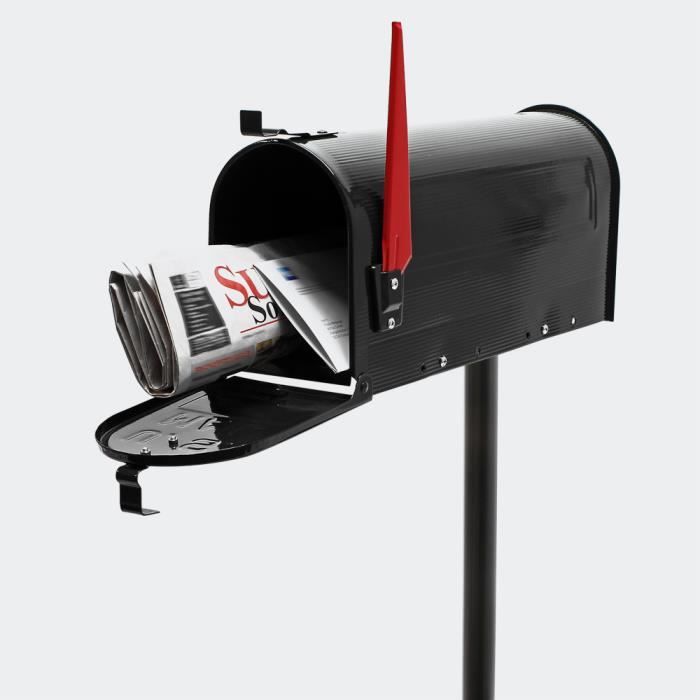 Boite aux lettres US Mailbox Design américain Noir avec pied de support correspondant - 60337