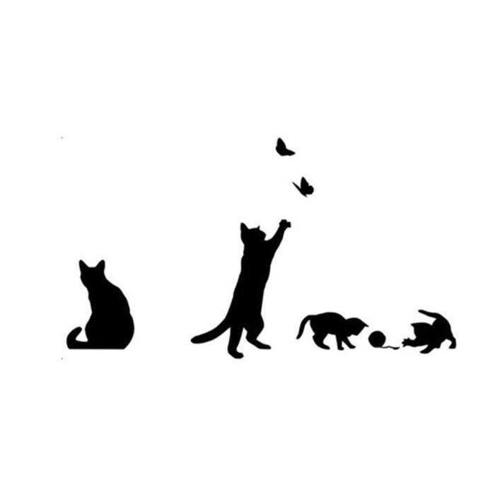 1 Pcs Mural Fond D Ecran De Papier Peint De Chat Noir Autocollant De Mur De Maison De Dessin Anime 53 Cdiscount Bricolage