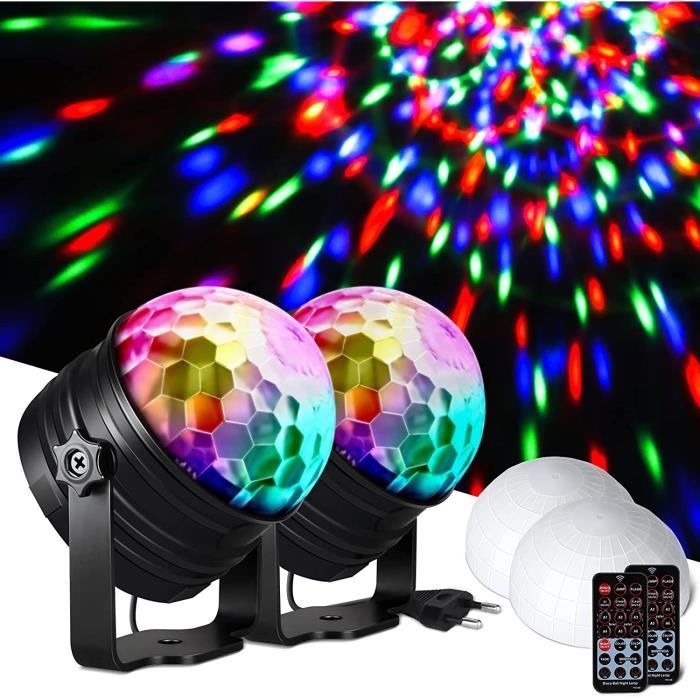 pour Noël enfants chambre denfant Lunsy Lot de 2 boules disco à LED RVB avec télécommande
