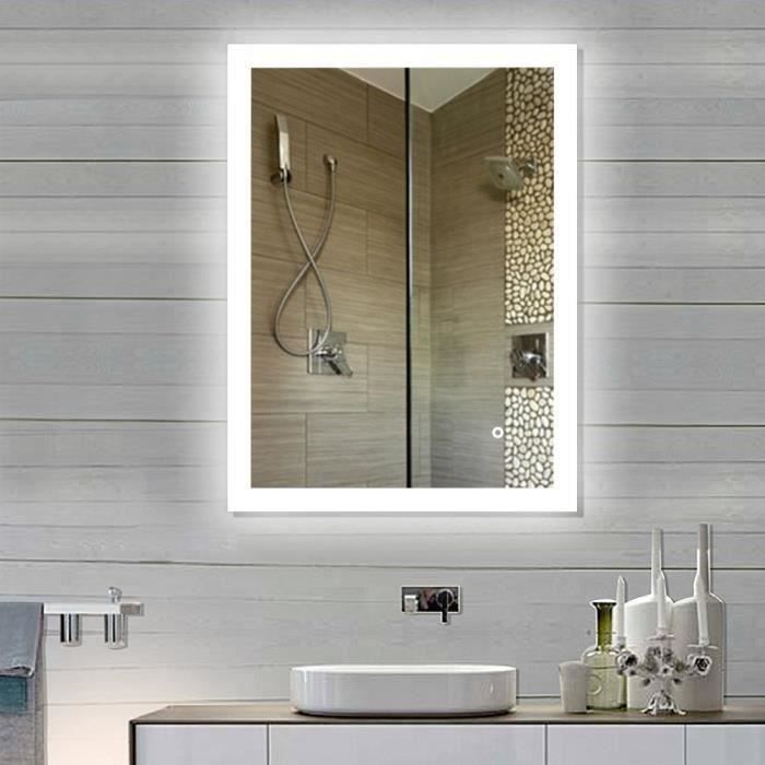 Armoire à Miroir de Salle de Bain éclairée à LED Armoire de Rangement Murale à Miroir pour Salle de Bain Armoire de Rangement Armoire à Miroir de Salle de Bain à LED 62x14x60 cm