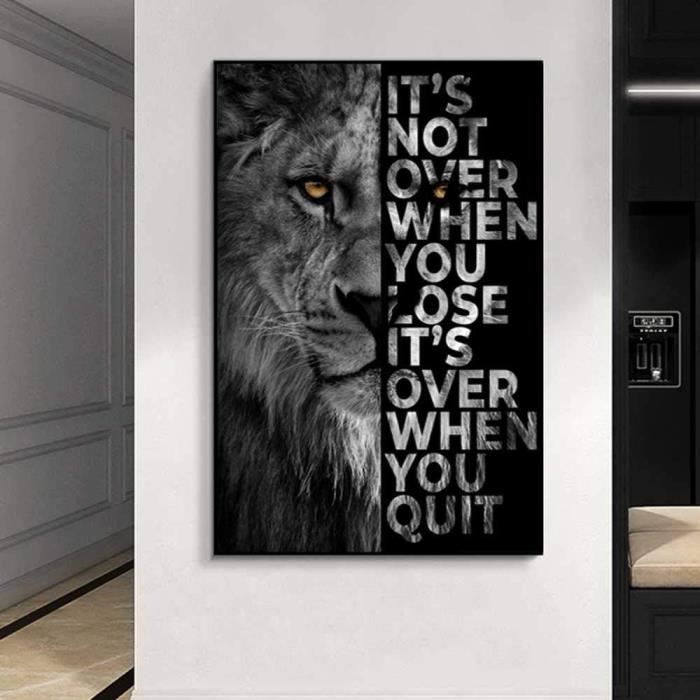 Tableau Lion Sauvage Lettre Citation De Motivation Imprime Mur Art Photo Bureau Decor A La Avec Cadre 40x60cm 2749 Cdiscount Maison