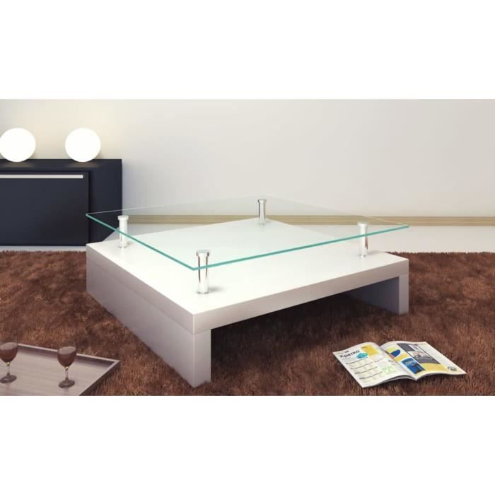 pop - market table basse avec dessus de table en verre blanc,haut de gamme ®nhtcmq®