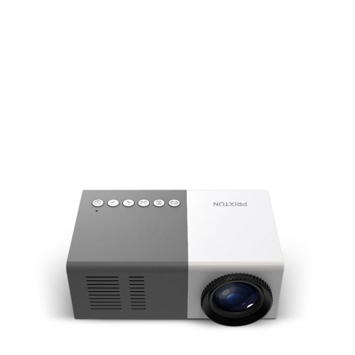 Vidéoprojecteur Portable PRIXTON Cinéma Mini 900 Lumens Full HD HDMI/USB/MicroSD/AUX/AV Haut-parleurs Télécommande Gris