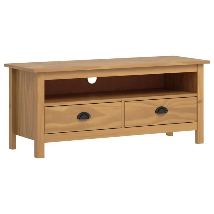 Meuble TV - ABI - Hill Range - Bois de pin massif - 110x40x47cm - Marron miel