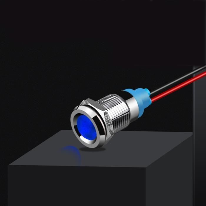 Voyant LED 28 Mm Métal - Acier Inoxydable - 12V Rouge - Signalisation