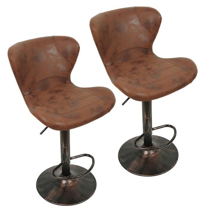 ahh chaise de bar design industriel confortable, réglable, anti-taches, marron.