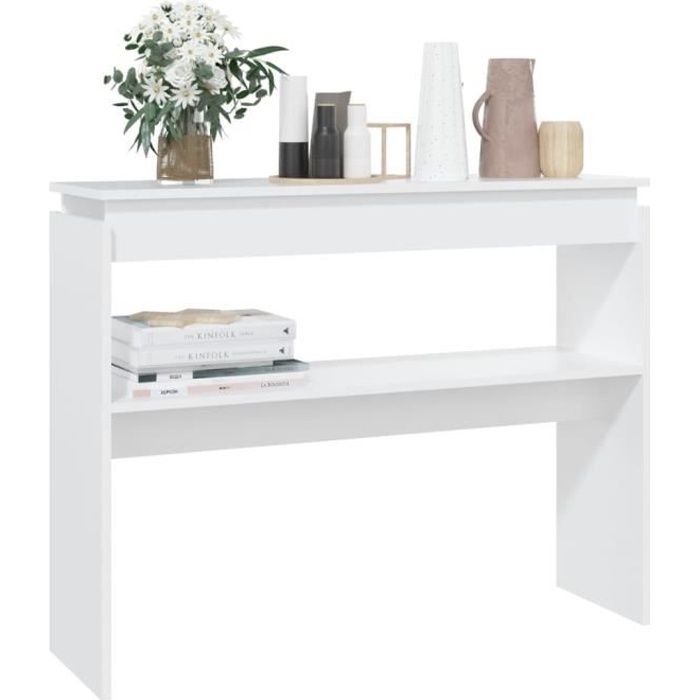 Console dentrée - France Stock - 102x30x80 cm - Blanc - Aggloméré - Durable et fonctionnelle