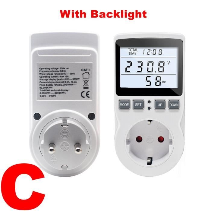 Wattmètre / Compteur D'Énergie Électrique GreenBlue - Type E - 220-240V 50Hz 16A - Neuf