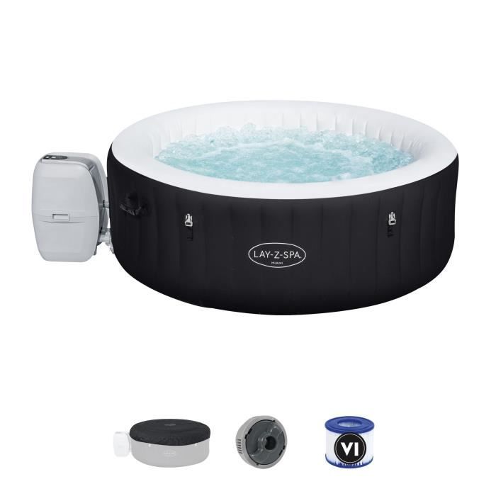 Spa gonflable BESTWAY - Lay-Z-Spa Miami - 120 airjets - 180 x 66 cm - 2 à 4 places - Rond (couverture cartouche diffuseur)