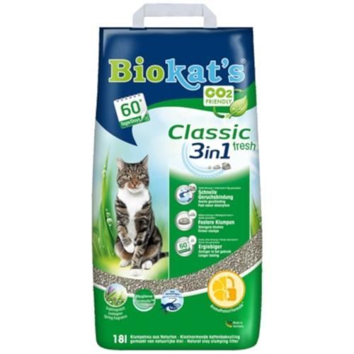 Litière pour chat - Biokats - Fresh - 18 litres - Argile noire - Agglomérante