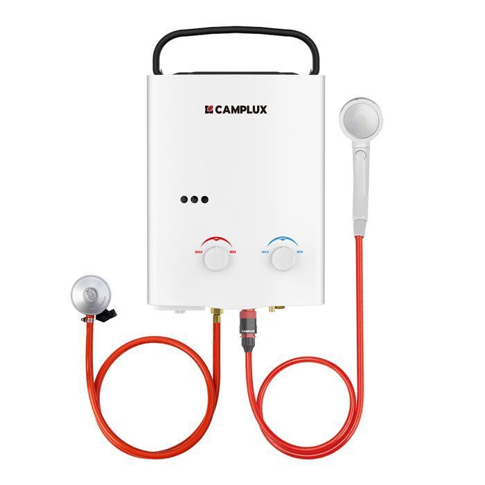 Chauffe-eau à Gaz à 5 Litres Portatif CAMPLUX AY132 Instantané Extérieur Chauffe Bain à Gaz Propane ou Butane 10kW