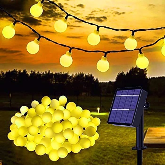 Guirlande Lumineuse Solaire Extérieure 6.5M - 30 LED Boules Cristal, 8 Modes, IP65 Étanche - Pour Jardin, Fête, Mariage