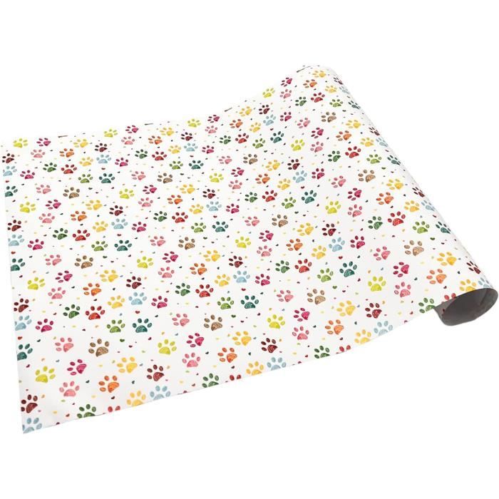Papier Cadeau XXL 90x65 Cm – Motif Empreintes De Chiot, 3 Feuilles, Fabriqué En Italie, écologique