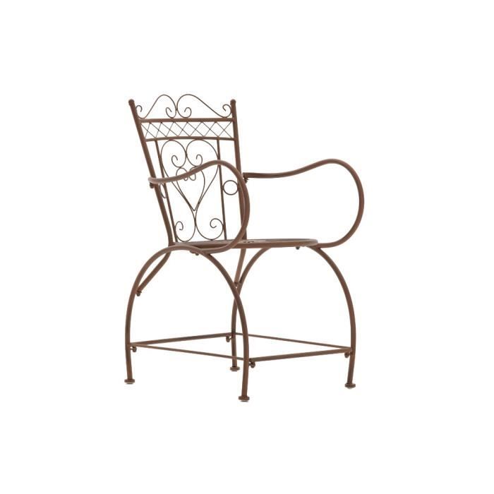 Chaise dextérieur - CLP - Sheela - Fer forgé - Marron antique - Accoudoirs confortables