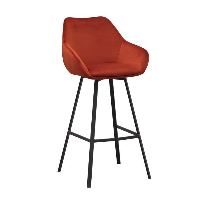 Tabouret de Bar - DIMEHOUSE - Elise - Cuivre - Velours - Style Industriel