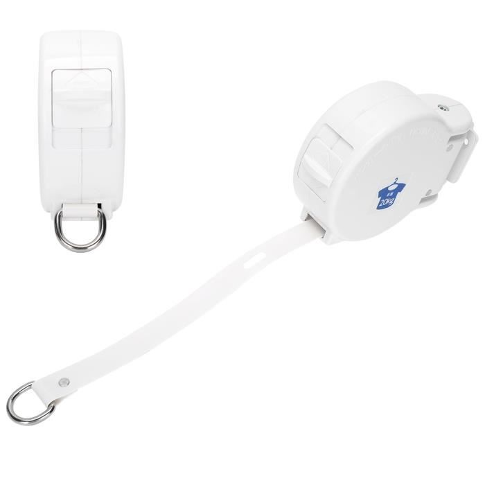 Corde à Linge Rétractable Intérieur Extérieur 2 X 5.1m Acier Inoxydable - Étendoir Gain De Place Blanc