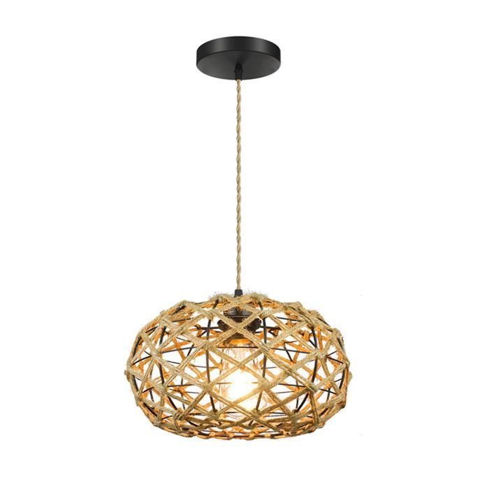 DORLINK Suspension en Corde de Chanvre – Lustre Rétro Vintage – Support E27 – Luminaire Décoratif pour Salle à Manger – San ampoule