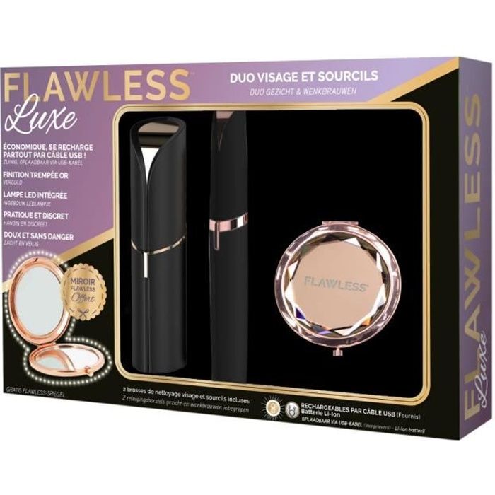 Flawless Coffret Epilateurs Epilateurs Visage Sourcils Brosse De Nettoyage Miroir Offert Usb Rechargeable Cdiscount Electromenager