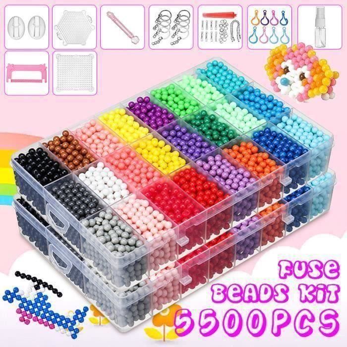 Kit Perles à Repasser Scintillantes 3200 Pièces – 11 Couleurs, 5mm, Fusibles DIY Enfants – Loisir Créatif Art & Craft Cadeau