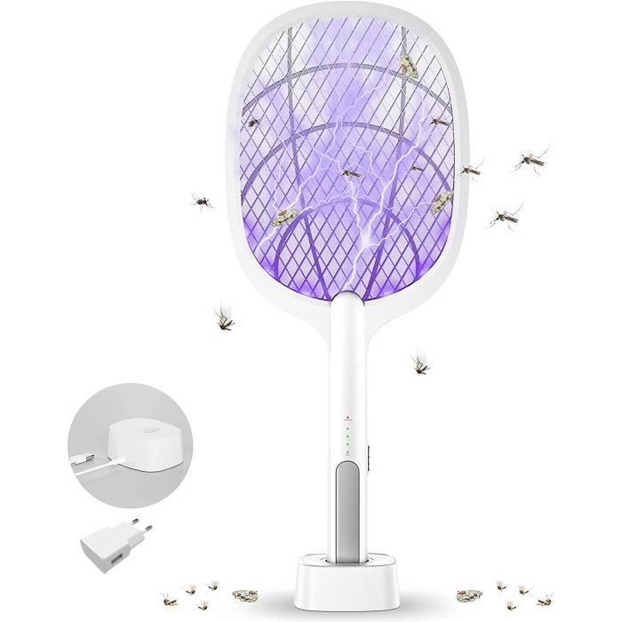 Raquette Anti Moustique,raquette electrique insectes,USB Tapetteà Mouche Electrique,Efficace Contre les Mouches Insectes(Blanc)