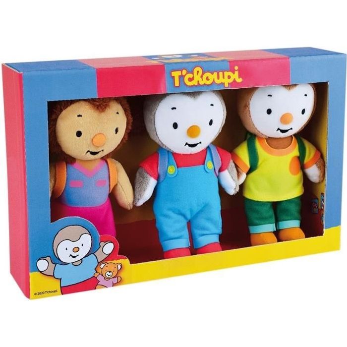 Coffret 3 peluches T'choupi Lalou et Pilou - JEMINI - Plush - Bleu - Mixte  - Enfant - Cdiscount Jeux - Jouets