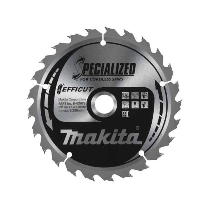 MAKITA Lame carbure EFFICUT bois scie circulaire 165mm B 62985 165 mm 1.4 mm 20 mm 25 dents - vue 2
