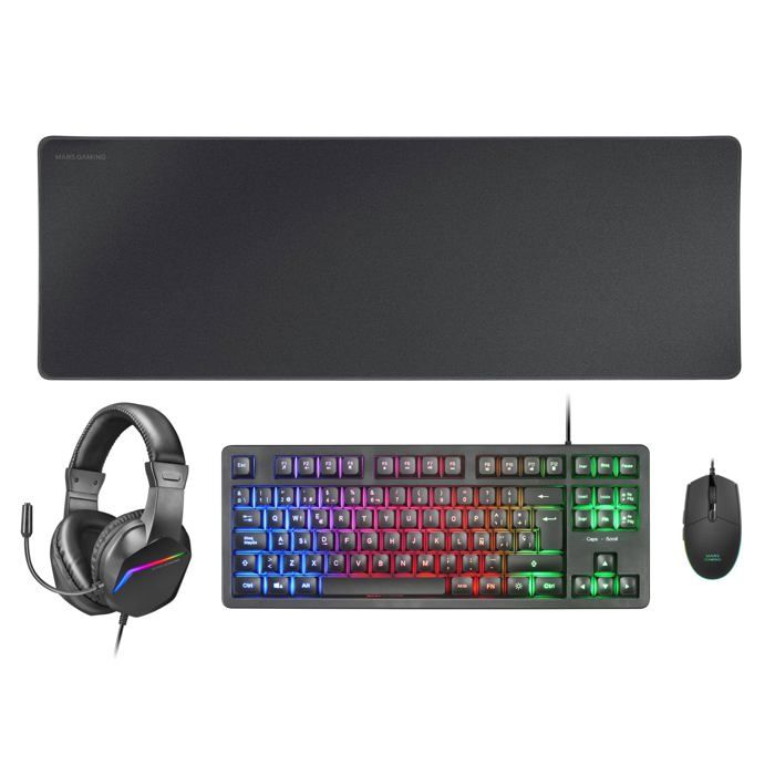 Ensemble Gaming MCP RGB3 Clavier TKL RGB 3200 DPI Casque avec éclairage FRGB