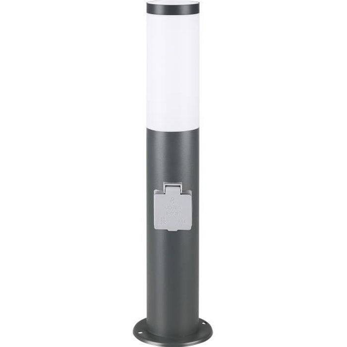 Lampadaire Dahlia 48 cm Luminaire extérieur E27 avec prise - Acier inoxydable - Anthracite