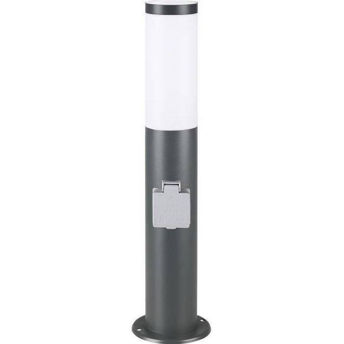 Monzana Lampadaire Dahlia Anthracite Luminaire extérieur E27 lampe sur pied Avec Prise Acier inoxydable jardin IP44 allée