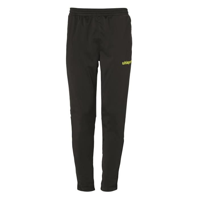 pantalon de football uhlsport score track - noir/jaune - adulte - respirant - bas de jambes zippés