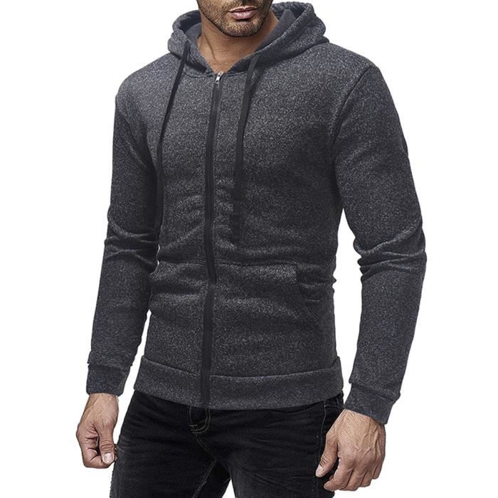 pull capuche zippé homme