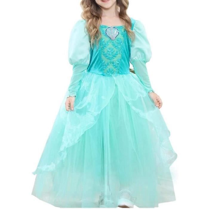 AmzBarley Déguisement Fille Sirène Robe de Princesse Habillée d'Carnaval  Cosplay Noël Manche Longue Enfants Robes - 2 à 10 ans - Cdiscount Jeux -  Jouets