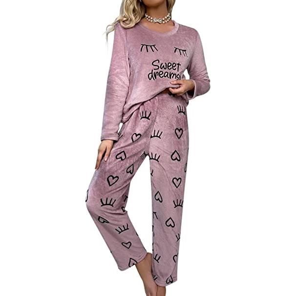 ZHXY Ensemble Pyjama Femmes,Lot Pyjamas Super Doux et Chaud pour Hiver Haut  et Bas de Pyjama,Pyjama Femme Ensemble de Pyjama Femme Hiver Chaud  Ultra-Douce à Manches Longues : : Mode