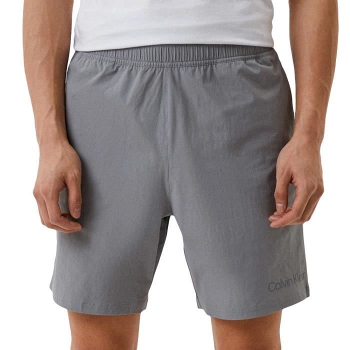 Short de sport homme - Calvin Klein - Gris - Coupe classique - Ceinture élastique - Imprimé CK