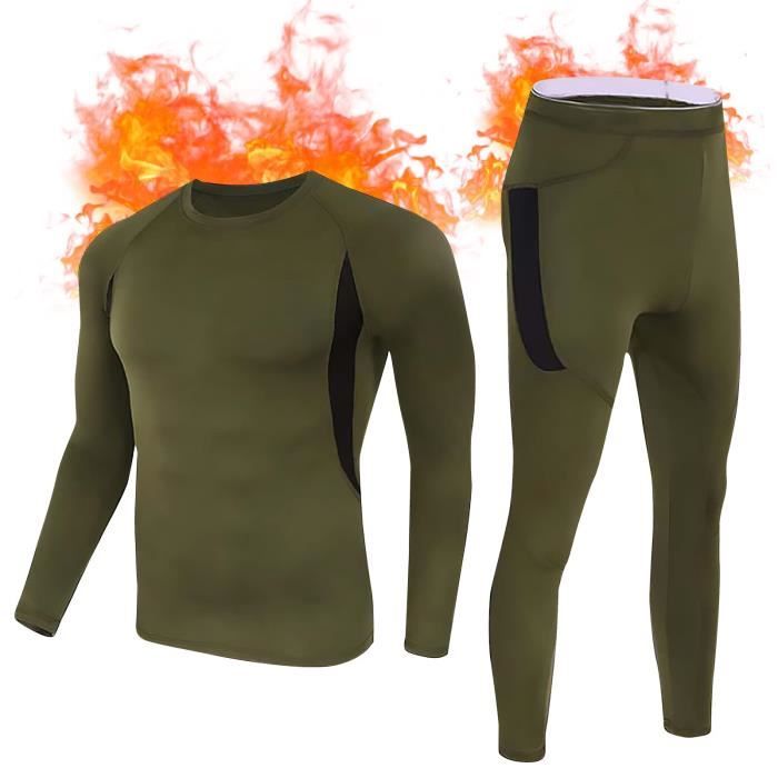 Ensemble Thermique Homme - Haut Manches Longues Et Pantalon, Léger Et Chaud Pour Ski, Randonnée, Quotidien