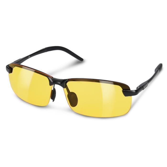 Homme et Femme Navaris Lunettes Vision Nocturne Conduite Lunettes Polaris/ées Verre Jaune Anti /Éblouissement pour Conduire la Nuit Rectangle
