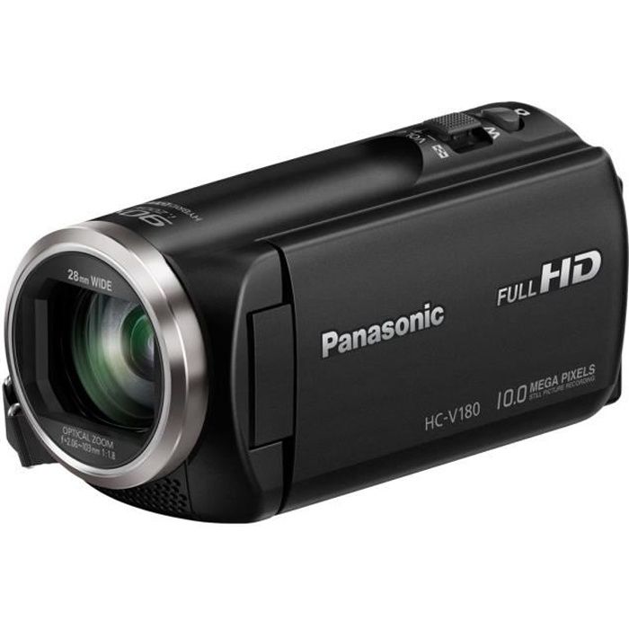 PANASONIC Cam&eacute;scope  HC-V180 - 1080p - 50 pi-s - 2.51 MP - Zoom optique 50x - Carte Flash - Noir 