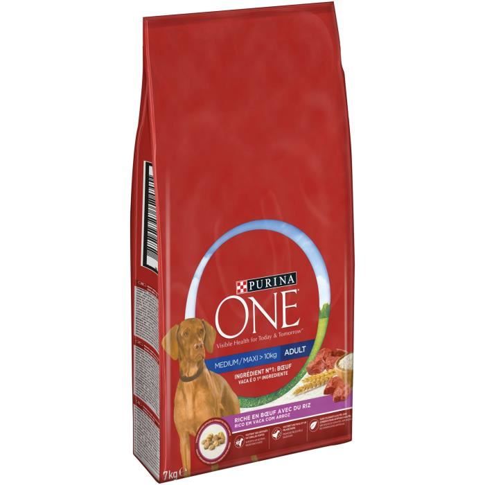 PURINA ONE Croquettes au bœuf et au riz Medium / Maxi > 10 kg - Pour chien adulte de moyenne et grande taille - 7 kg
