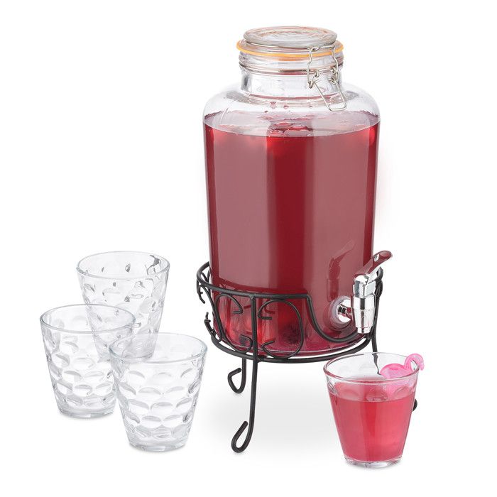Relaxdays Distributeur de boisson, lot de 2, volume de chaque : 4 litres, support, robinet