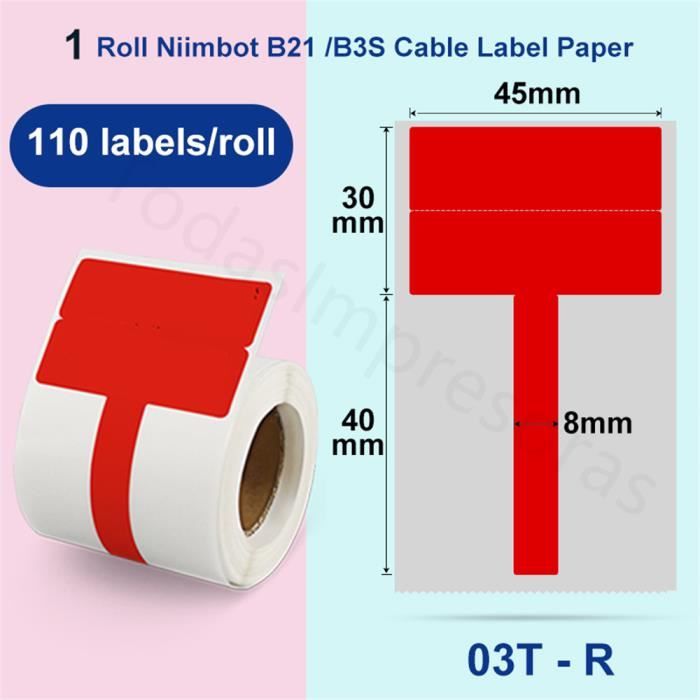NIIMBOT 2 étiquettes compatibles avec imprimante d'étiquettes B1 B21 B3S, papier d'étiquette 50 x 30 mm, impression noire sur papier d'étiquette blanc, 230 étiquettes/par rouleau (blanc
