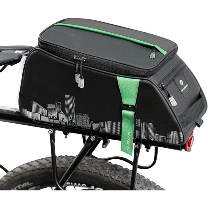 ROCKBROS Sacoche Vélo Porte-bagages arrière Étanche Réfléchissant ,Sac de Siège Arrière avec Housse de Pluie 4L Noir