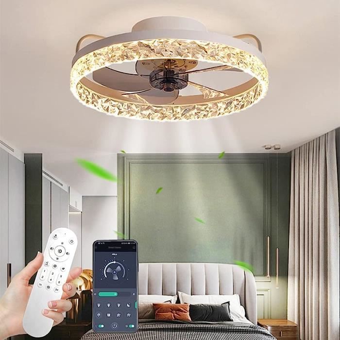 Ventilateur de plafond - RUMOCOVO - Modèle T58 - 30W Dimmable - Télécommande - 3 Températures de Couleur - Rumocovo