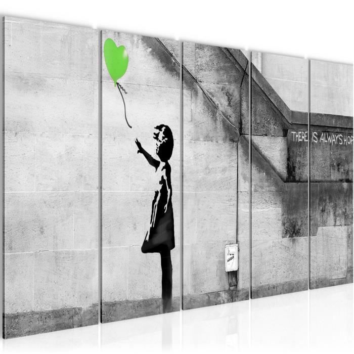 Tableau Sur Toile Banksy 80x60 Cm - Impression Numérique, Prêt à Accrocher, Motif Vert