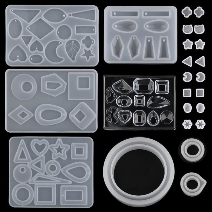 143 Pièces Époxy Résine Lot Moulage Bijoux Silicone Moules Outils