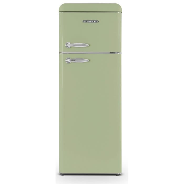 Réfrigérateur Vintage Schneider 302L – Froid Brassé, 3 Clayettes Verre, Noir – Économe Et Silencieux
